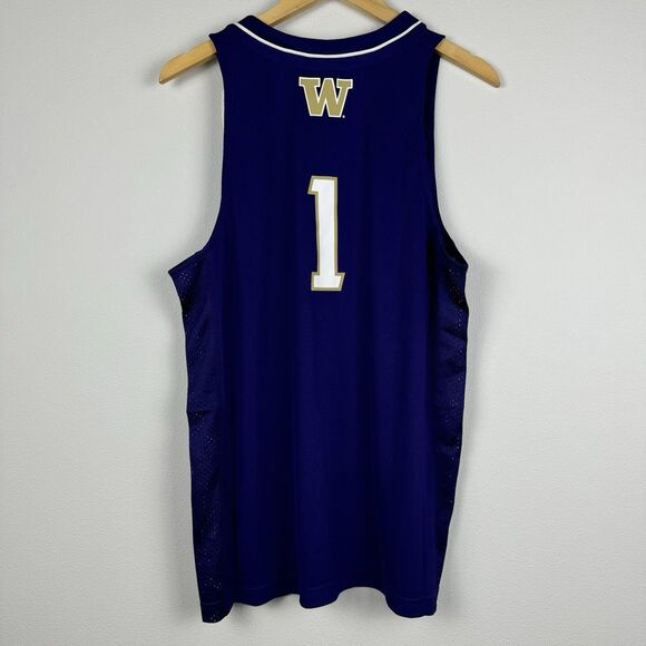 WASHINGTON HUSKIES BASKETBALL JERSEY #1 ADIDAS PURPLE SIZE MEDIUM RETAIL $90 - Picture 6 of 6